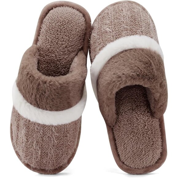 Women's  Coffee Cozy Comfy Memory Foam Slippers Slip-On Indoor House Shoes - Picture 1 of 6